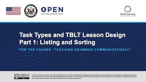 Task Types and TBLT Lesson Design Part 1: Listing and Sorting