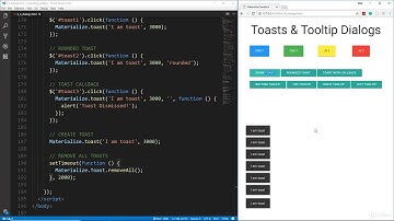 Materialize CSS from Scratch: Lesson 22 - Dialogs Toasts Tool Tips