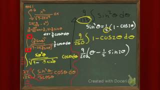 Definite integration by trigonometric substitution example 3