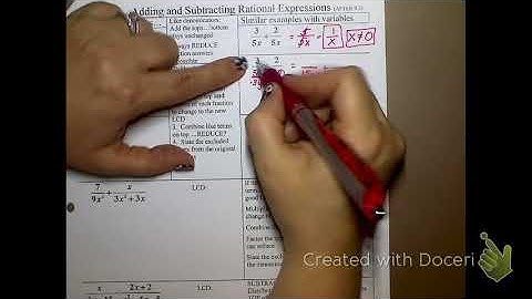 9.1 Notes- Adding and Subtracting Rational Expressions