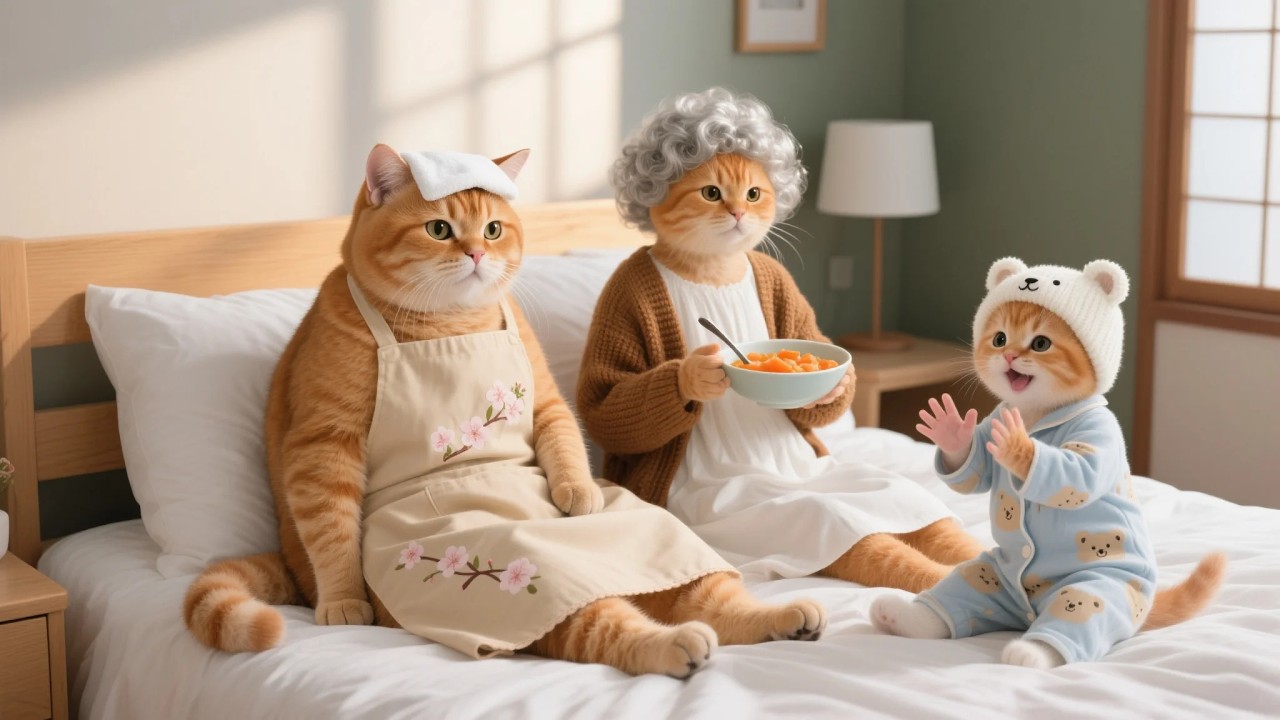 Mama Cat Gets Sick in the Rain, Ginger Kitten and Grandma Nurse Her Together 🌧️🐾❤️