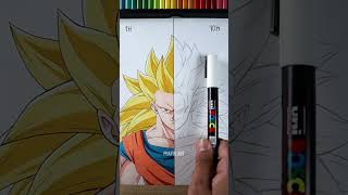 Drawing ✨Goku Ssj 3✨ In 1 Hour Vs. 10 Hours (Part-2)😳 #Shorts