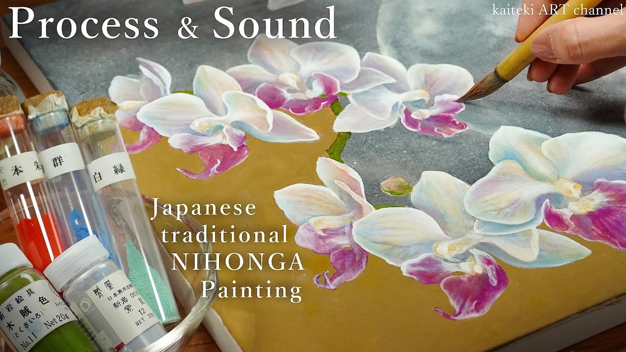 ASMR】日本画を描くメイキング＆作業音 Part 1 Process and Sound of