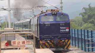 台鐵 8772次 CT273 蒸汽火車+冷氣平快+E212藍電頭 壽豐站 開車