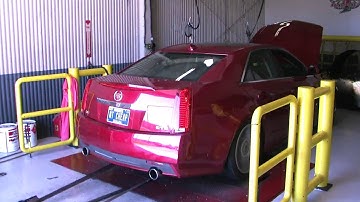 2009 cadillac CTS v dyno run with 3 inch exhaust and no mufflers. Made 598 horsepower.