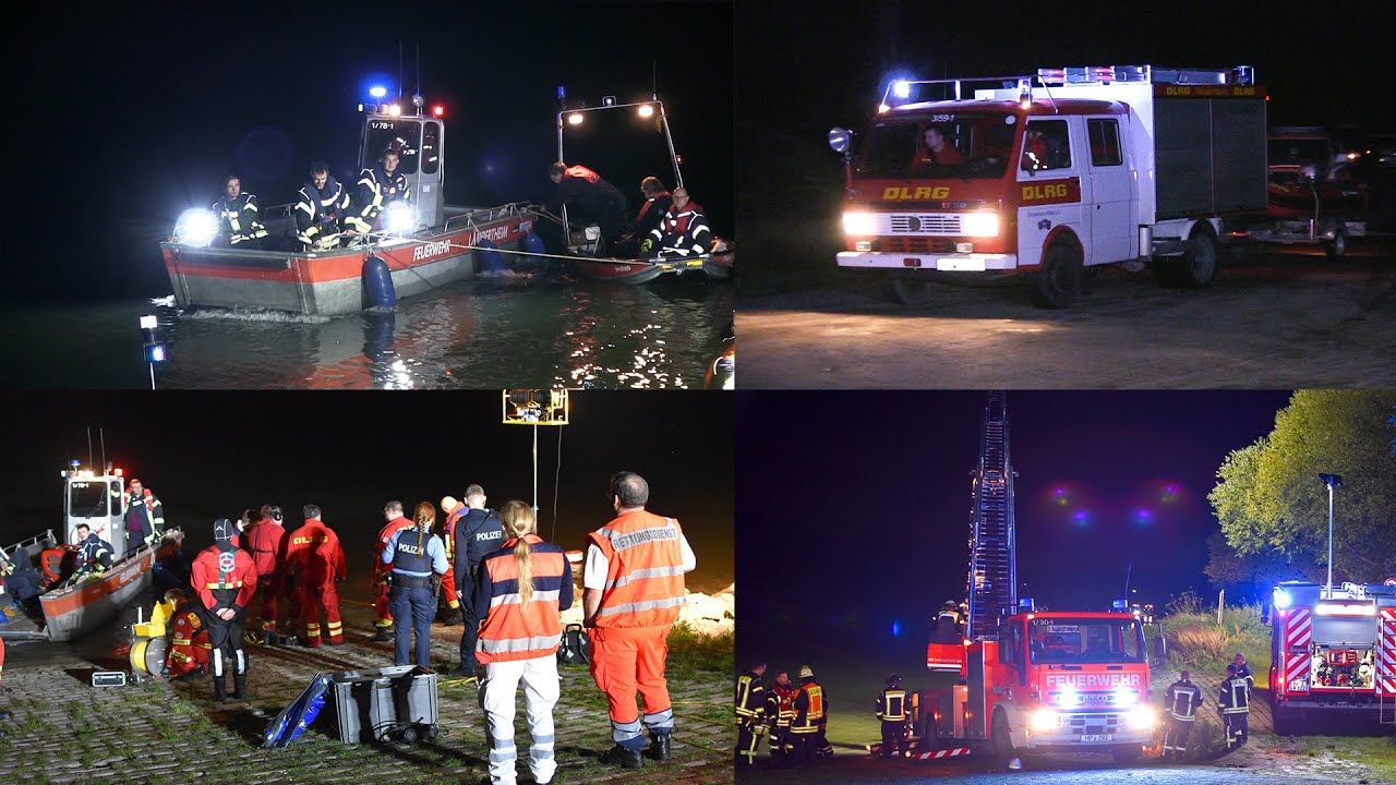 HANDBERMSE VERGESSEN - PKW LANDET IM RHEIN IN LAMPERTHEIM | FEUERWEHR & DLRG IM EINSATZ ~ 21.10.2022