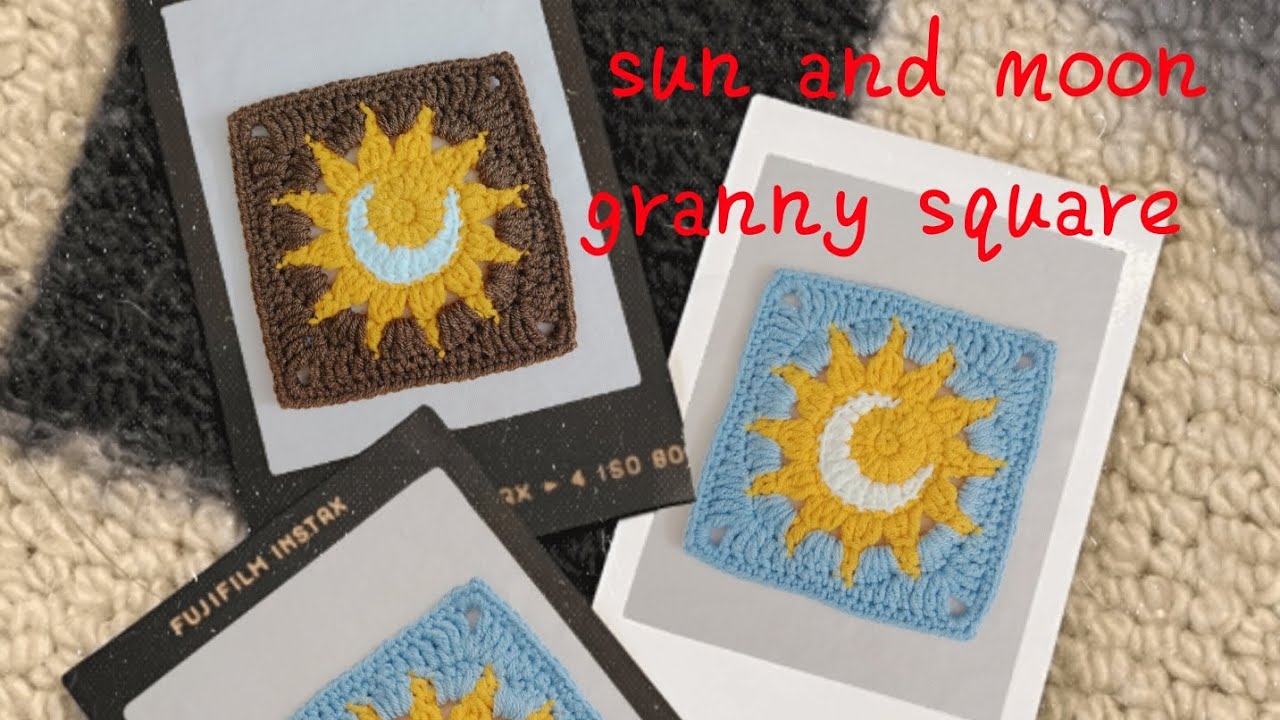 Crochet sun and moon granny square| Hướng dẫn móc hình vuông hoạ tiết mặt trời ôm mặt trăng