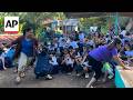 School children scream and cry as 7.8 earthquake shakes the Philippines