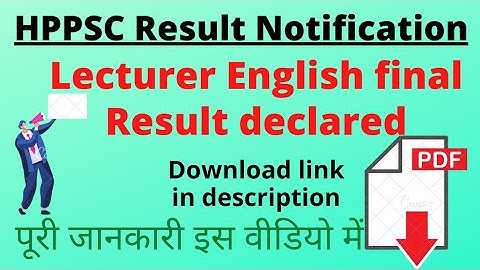 Lecturer English final result | Download PDF | HPPSC Notification
