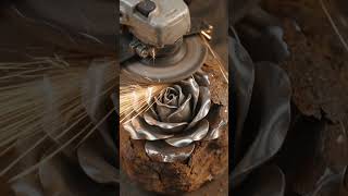 Instant Rust Cleaning Grinder on a Rusty Metal Rose, Satisfying ASMR