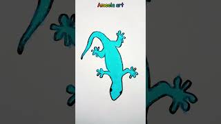 Menggambar \u0026 mewarnai Cicak Biru Lucu🦎|| Lagu Cicak Di Dinding || Lagu Anak Populer #shorts