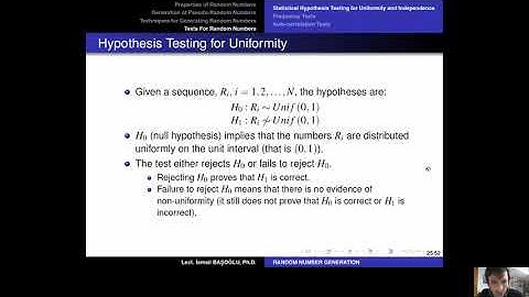 Simulation Modeling 29 Hypothesis Testing for Uniformity and Independence