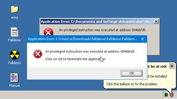 Application Error - An privileged instruction was executed at address