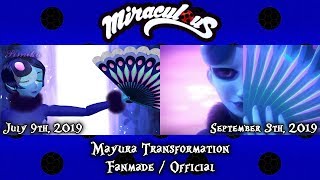 【Comparison】Miraculous ☆Fanmade/Official☆ Mayura Transformation「Split Screen」