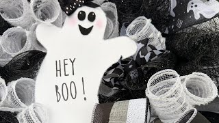 Very Cute Ghost Theme Halloween Wreath!! 🖤🤍