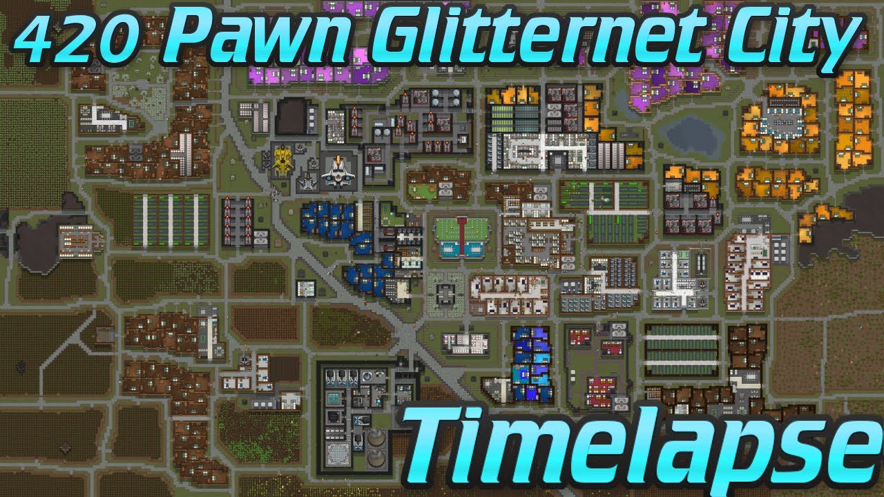 4 Pawn Glitternet City Timelapse Rimworld 1 1 Royalty Youtube