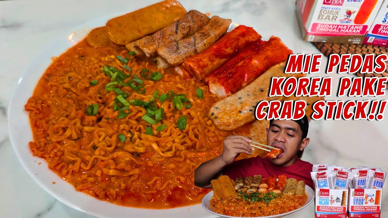 MUKBANG MIE PEDAS KOREA JUMBO PAKE CRAB STICK !!!