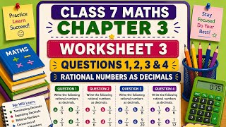 DAV Class 7 Maths | Chapter 3 | Worksheet 3 |Questions 1,2,3,4 |Rational Numbers as Decimals #videos