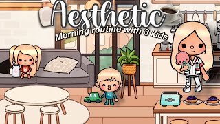 Single mom with 3 kids aesthetic morning routine ✨ | Toca life world ♡︎