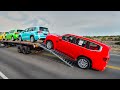 Flatbed Truck Mcqueen | Transportation with Truck - Pothole vs Car #2 - BeamNG.Drive Gameplay