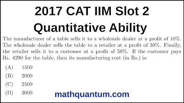 Question 07 2017 CAT IIM Quantitative Ability Slot 2 The manufacturer of a table sells it to a