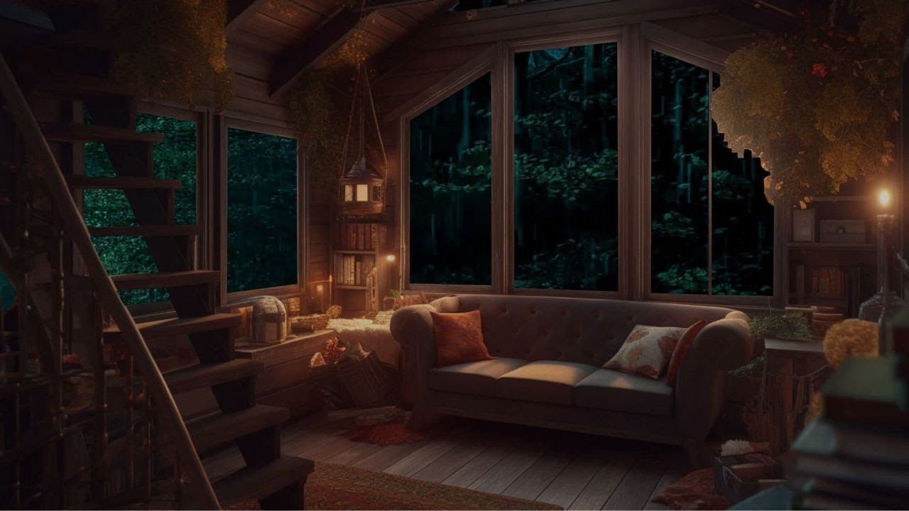 Rainy Serenity: Deep Sleep in a Treehouse on a Heavy Rain Night - YouTube