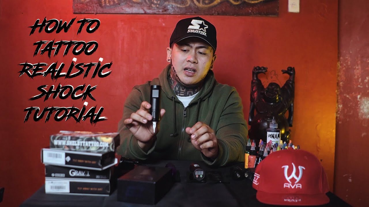 TATTOO TUTORIAL REALSITIC SHOCK! (PANALONG WIRELESS PENTYPE MACHINE, AVA EP7 at GRAVIT NEEDLES)