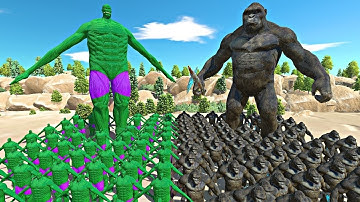 Battle on the Plain | Hulk Titan Team vs King Kong Team - Animal Revolt Battle Simulator