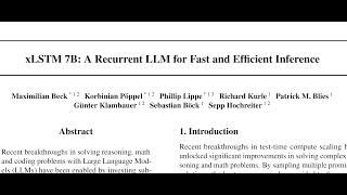 [QA] xLSTM 7B: A Recurrent LLM for Fast and Efficient Inference