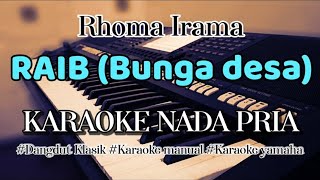 RAIB [Bunga Desa] - Karaoke Dangdut Nada Pria (Rhoma irama)