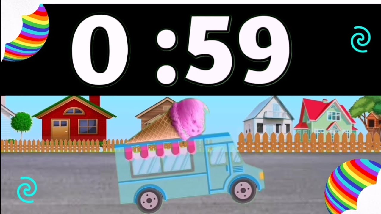 1 Minute Timer Countdown with Music lce Cream Truck & Rainbow! - YouTube