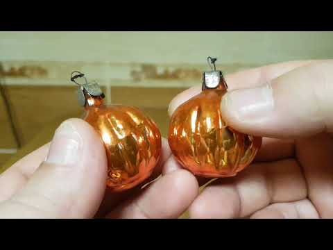 Елочная игрушка. Шарик граненный 2 шт. Разновидность. Стекло. СССР