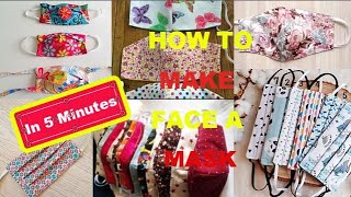 Make Fabric Face Mask at home No Sewing Simple عمل قناع او  كمامة  في البيت من القماش لحماية الوجه