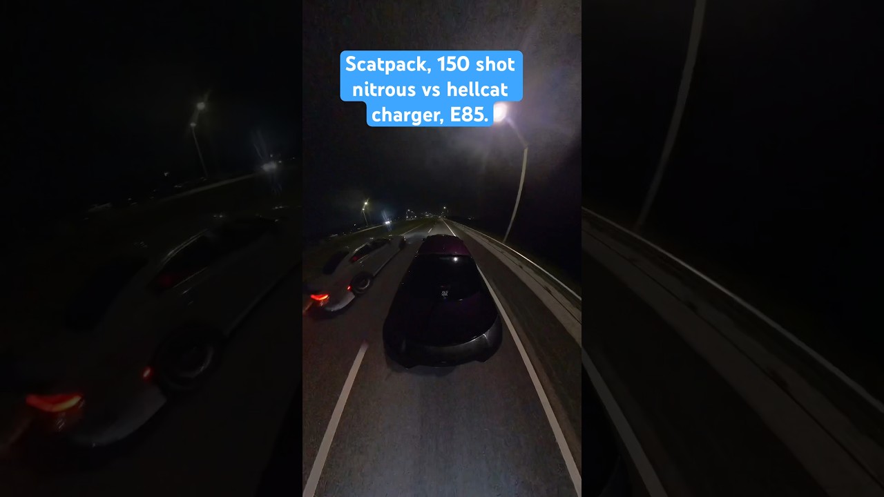 Scatpack, 150 выстрелов закиси азота против Hellcat Charger, E85. 