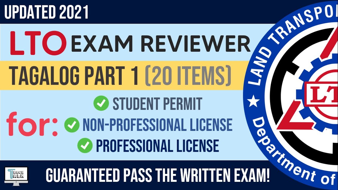 LTO Exam Reviewer | Tagalog Part 1 | 2021 - YouTube