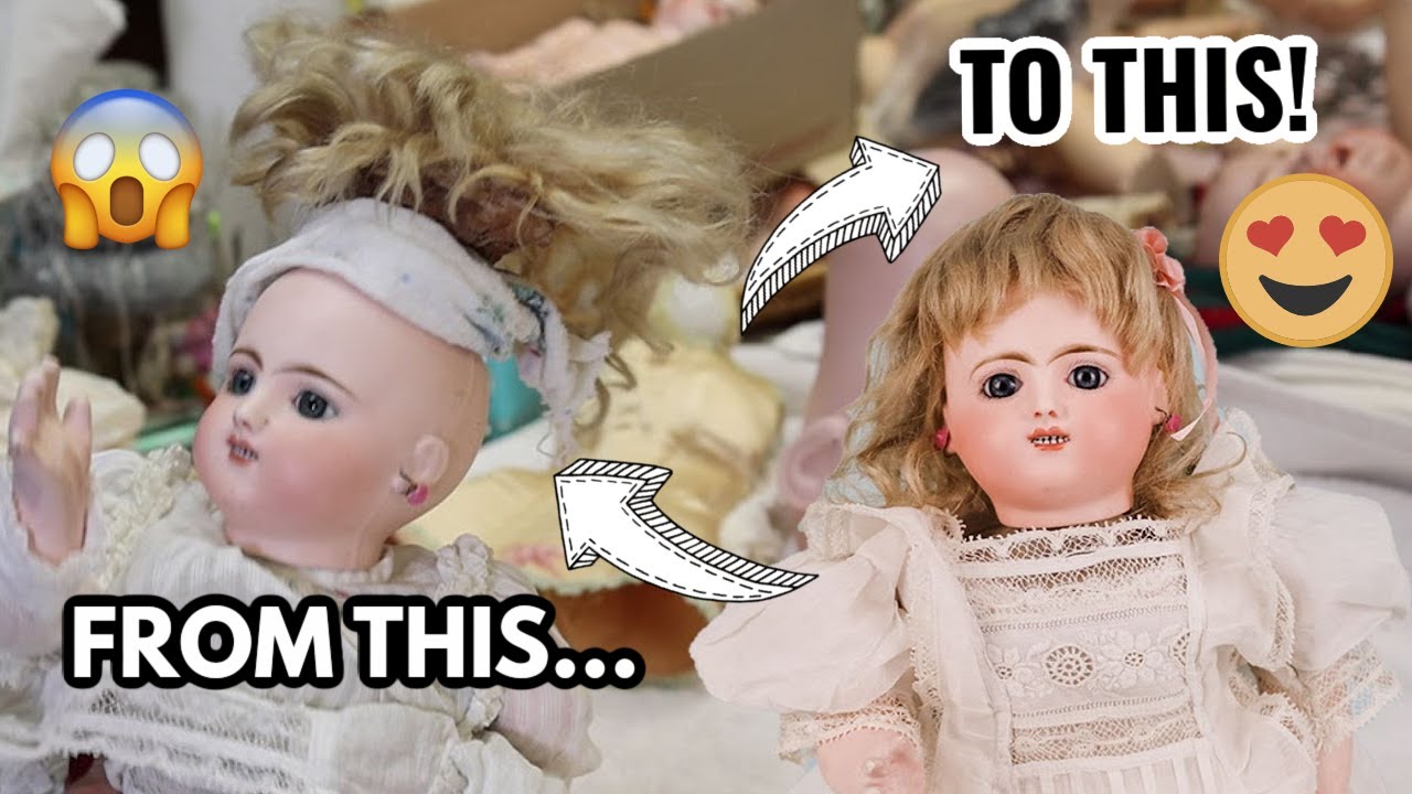 ANTIQUE 1899 KICKING MECHANICAL FRENCH STEINER MAKEOVER | HOW TO CARE AND REPAIR ANTIQUE DOLLS