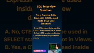 SQL Interview Question: Can We Use a CTE Inside a View? #sql #sqlinterviewquestionsandanswers