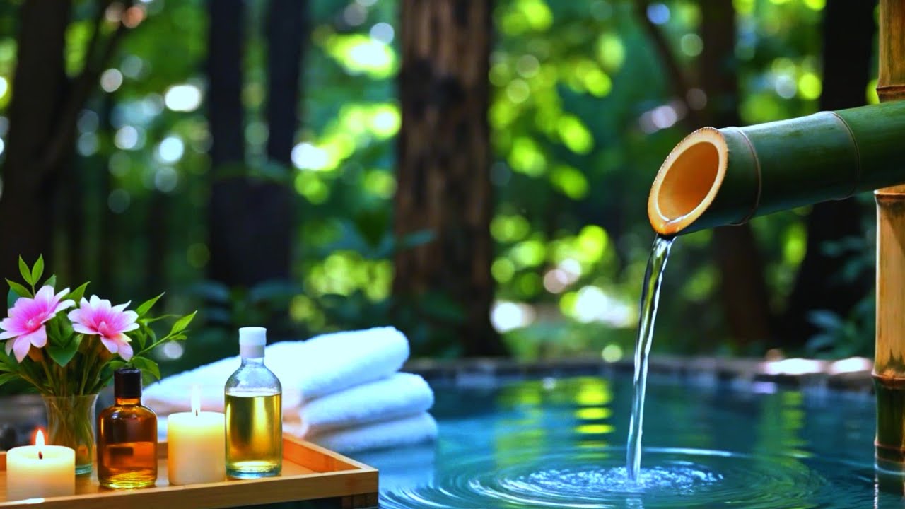 Relaxing Sleep Music with Bamboo Water Sound🌿Deep Sleep, Meditation Music, Stress Relief, Spa & Yoga