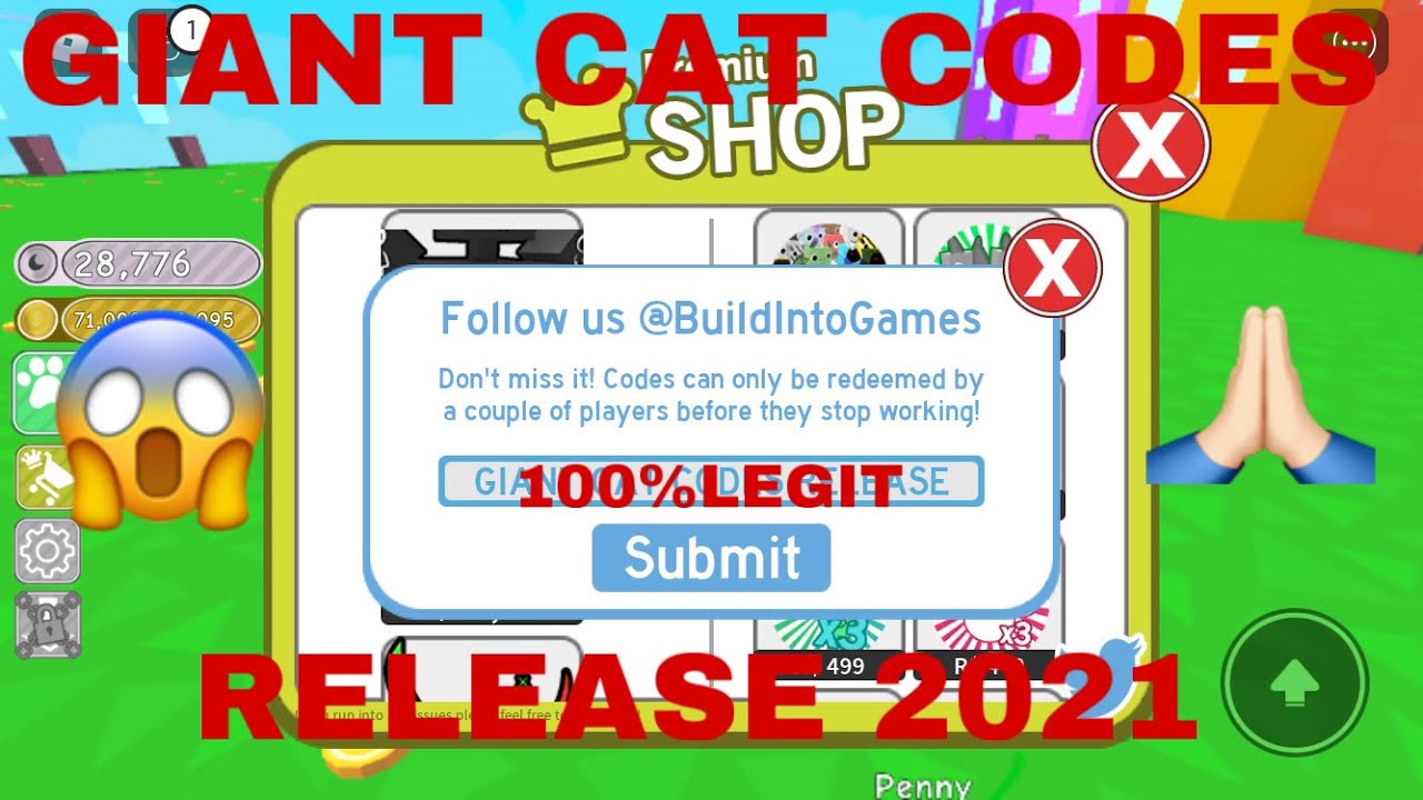 PET SIMULATOR GIANT CAT CODES RELEASE 100 Legit Working 2021 YouTube