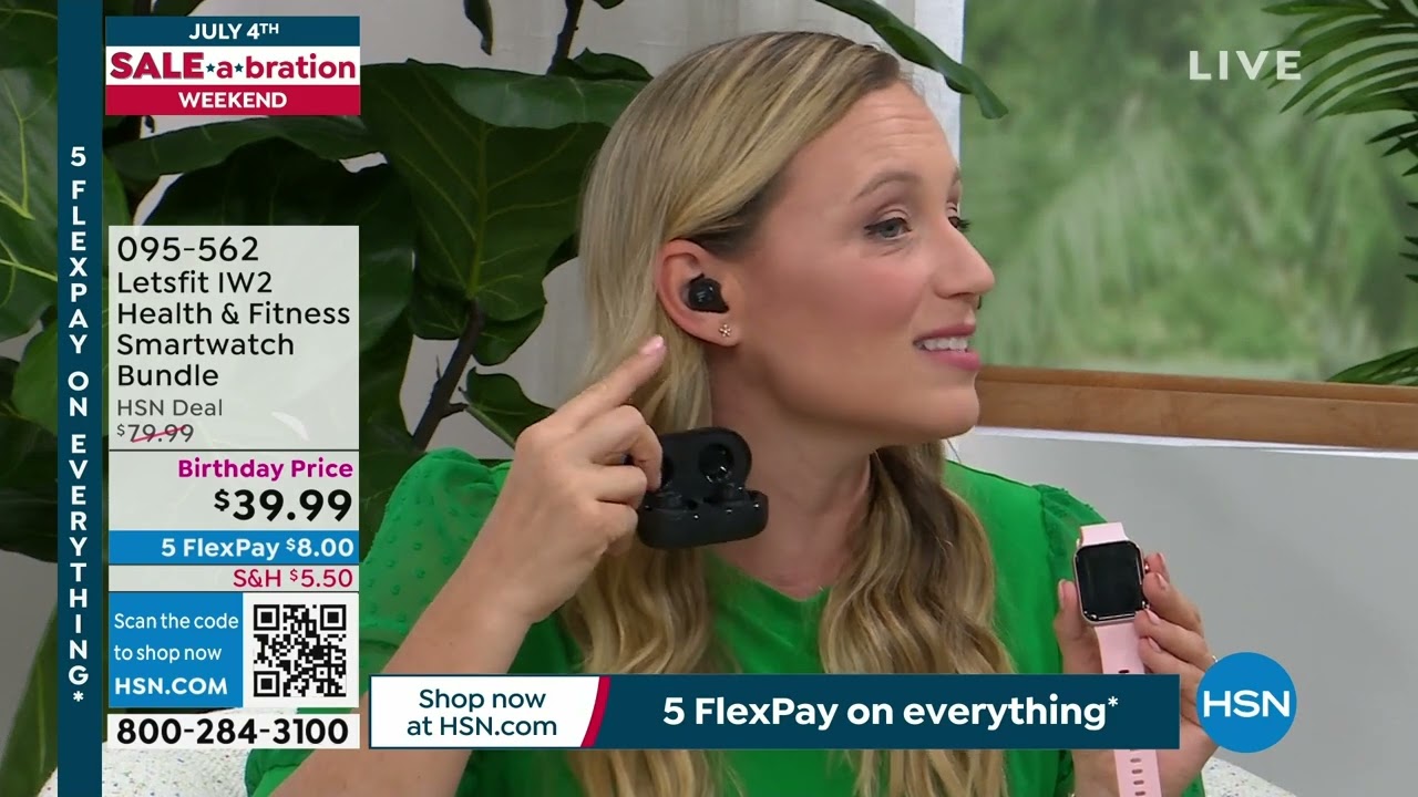 Letsfit IW2 Health   Fitness Black Smartwatch Bundle w/E...