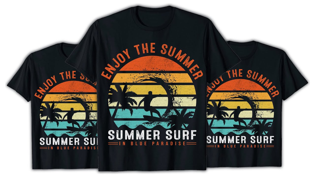 Summer T Shirt Design Tutorial | Surfing T Shirt Design In Illustrator ...