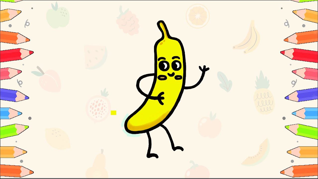 How To Draw Banana For Kids | Easy Step By Step Tutorial | Banana Fruit ...