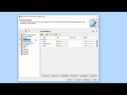MagicDraw User Interface: Stereotypes And Tags