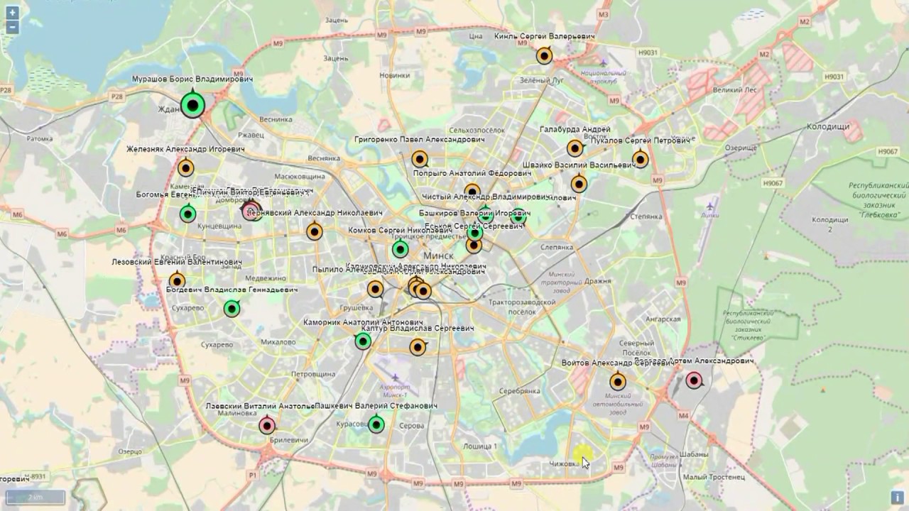 Карта минска в реальном времени. Дражня Минск на карте. Карта Минска с достопримечательностями на русском языке.