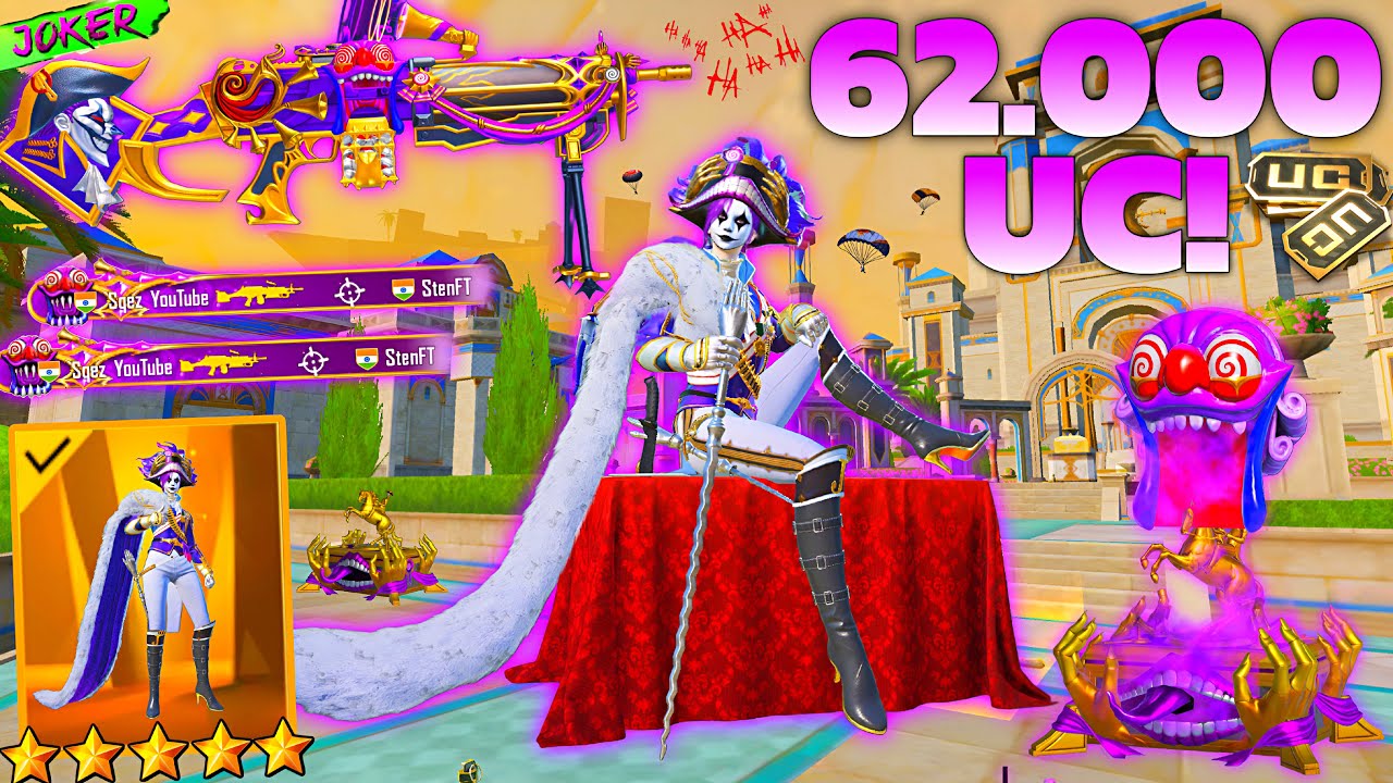 $62.000 UC!🥵 I PLAYED With NEW JOKER SET & (Lv. 7) HIT EFFECT JOKER M249🔥| PUBG MOBILE