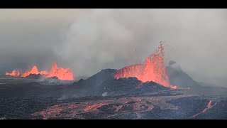 Sundhnúkagígaröð Volcano Eruption in Iceland - seen from Hagafell - Close up