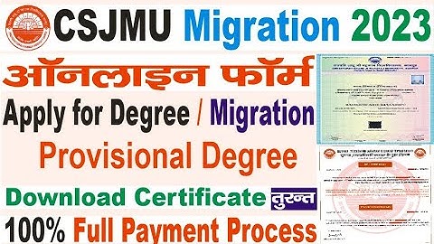 csjmu kanpur apply online for degree migration provisional degree 2023 payment full process payment