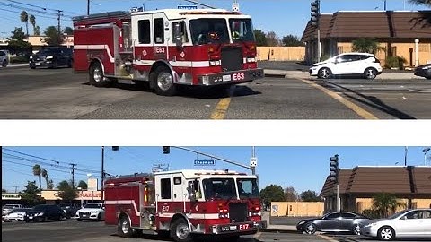 (HEAVY HORN!) OCFA Engine 63 & 17 Responding