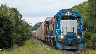 I Got a Vest! CN 4909 Leads 509 Through Shearwater, NS at a pretty slow speed.