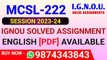 MCSL 222 Solved Assignment 2023-24 in English, MCSL-222 Solved Assignment 2024, MCSL 222 Assignment